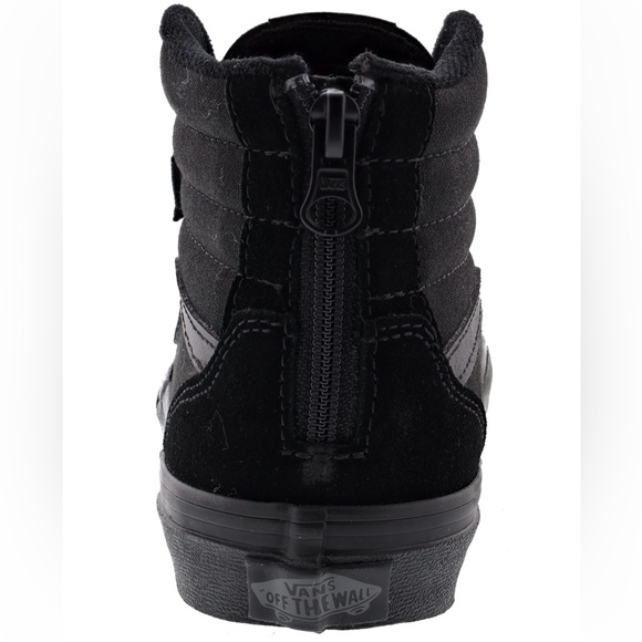 Vans Kid’s Filmore Hi Zipper Lace Up Front Black on Black Suede Canvas Skate - Picture 3 of 12